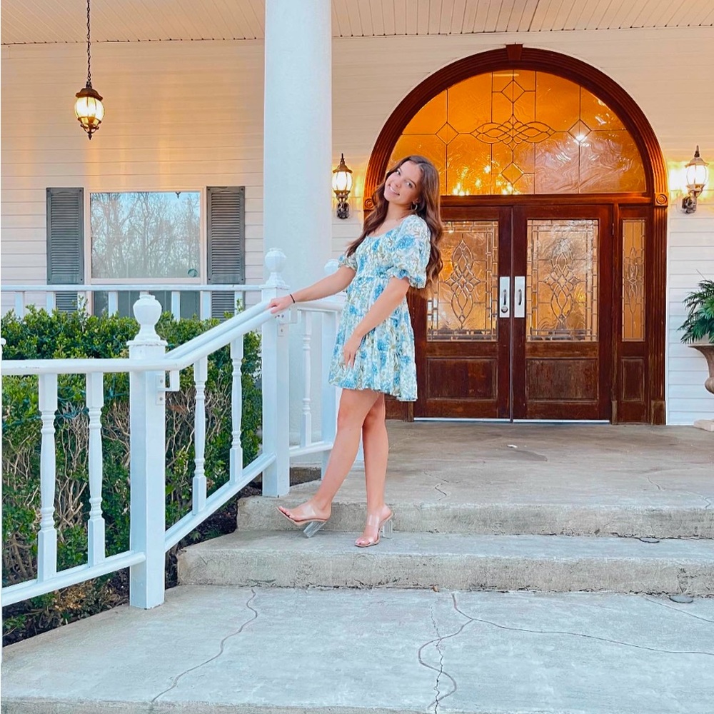Blue and white floral dress. Size small. - Picture 2 of 3